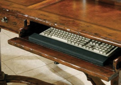 keyboard tray is concealed in drop-front drawer